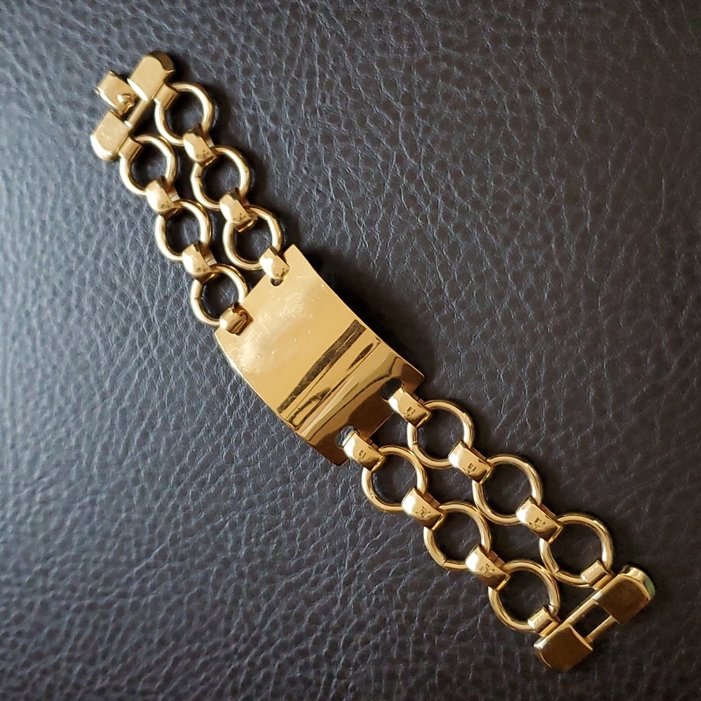 Monet Shiny Gold Linked Plate Bracelet